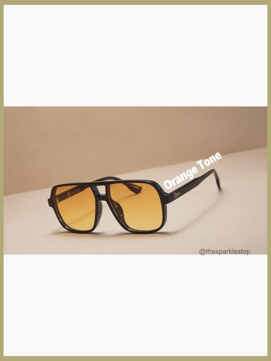 Oversized Aviator Sunglasses Retro 70s Square Frame UV400 Protection